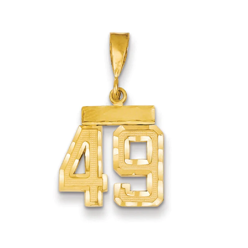 Handmade Pearl Jewelry For Timeless Elegance 14k Yellow Gold, Varsity Collection, Small D/C Pendant Number 49 Handmade Pearl Jewelry For Timeless Elegance 14k Yellow Gold, Varsity Collection, Small D/C Pendant Number 49