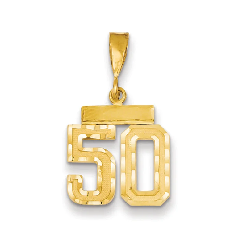 Versatile Layering Jewelry For Effortless Chic 14k Yellow Gold, Varsity Collection, Small D/C Pendant Number 50 Versatile Layering Jewelry For Effortless Chic 14k Yellow Gold, Varsity Collection, Small D/C Pendant Number 50