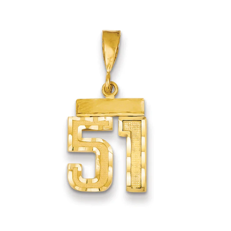 Premium Diamond Jewelry For Unforgettable Moments 14k Yellow Gold, Varsity Collection, Small D/C Pendant Number 51 Premium Diamond Jewelry For Unforgettable Moments 14k Yellow Gold, Varsity Collection, Small D/C Pendant Number 51