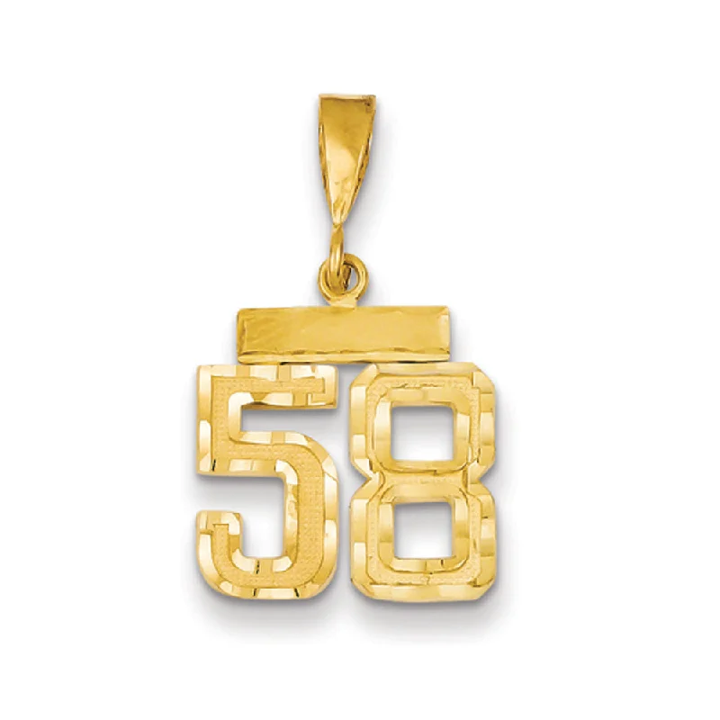 Shop Dazzling Jewelry With Special Promotional Discounts 14k Yellow Gold, Varsity Collection, Small D/C Pendant Number 58 Shop Dazzling Jewelry With Special Promotional Discounts 14k Yellow Gold, Varsity Collection, Small D/C Pendant Number 58