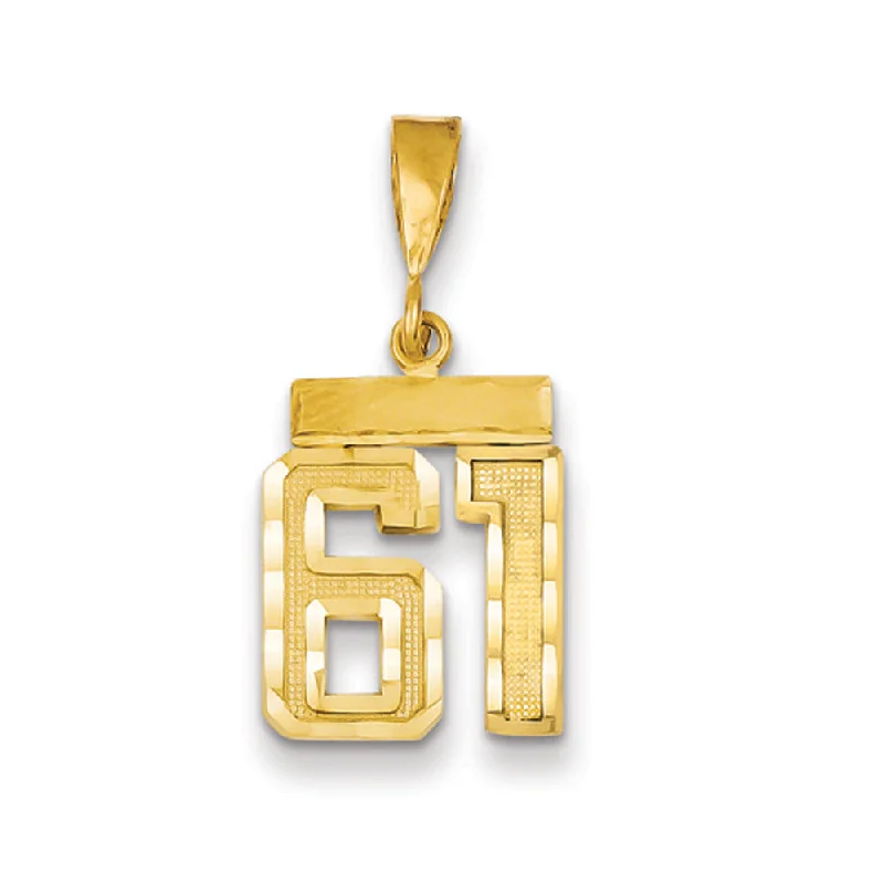 Discounted Luxury Jewelry – Shine Without The Splurge 14k Yellow Gold, Varsity Collection, Small D/C Pendant Number 61 Discounted Luxury Jewelry – Shine Without The Splurge 14k Yellow Gold, Varsity Collection, Small D/C Pendant Number 61