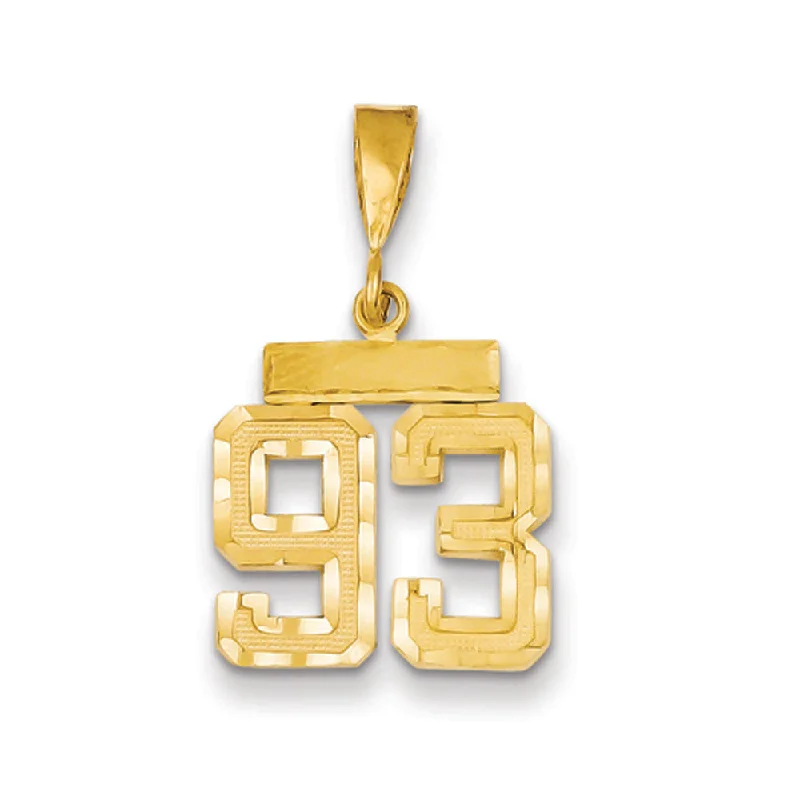 Stunning Statement Jewelry, Unbeatable Discounts 14k Yellow Gold, Varsity Collection, Small D/C Pendant Number 93 Stunning Statement Jewelry, Unbeatable Discounts 14k Yellow Gold, Varsity Collection, Small D/C Pendant Number 93