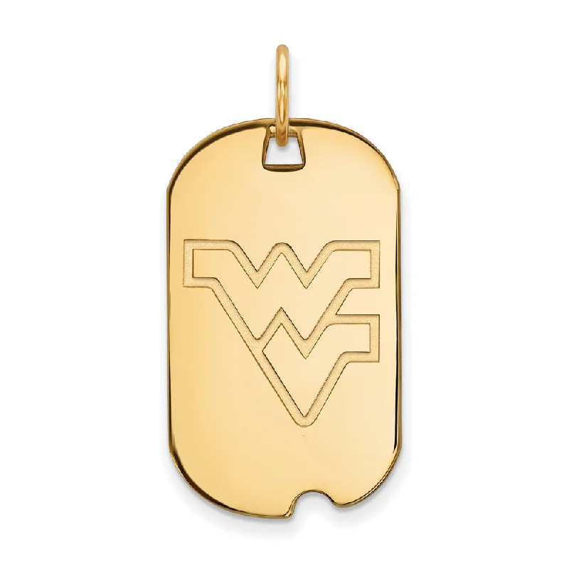 Celebrate Every Occasion With Sparkling Savings 14k Yellow Gold West Virginia U. Dog Tag Pendant Celebrate Every Occasion With Sparkling Savings 14k Yellow Gold West Virginia U. Dog Tag Pendant