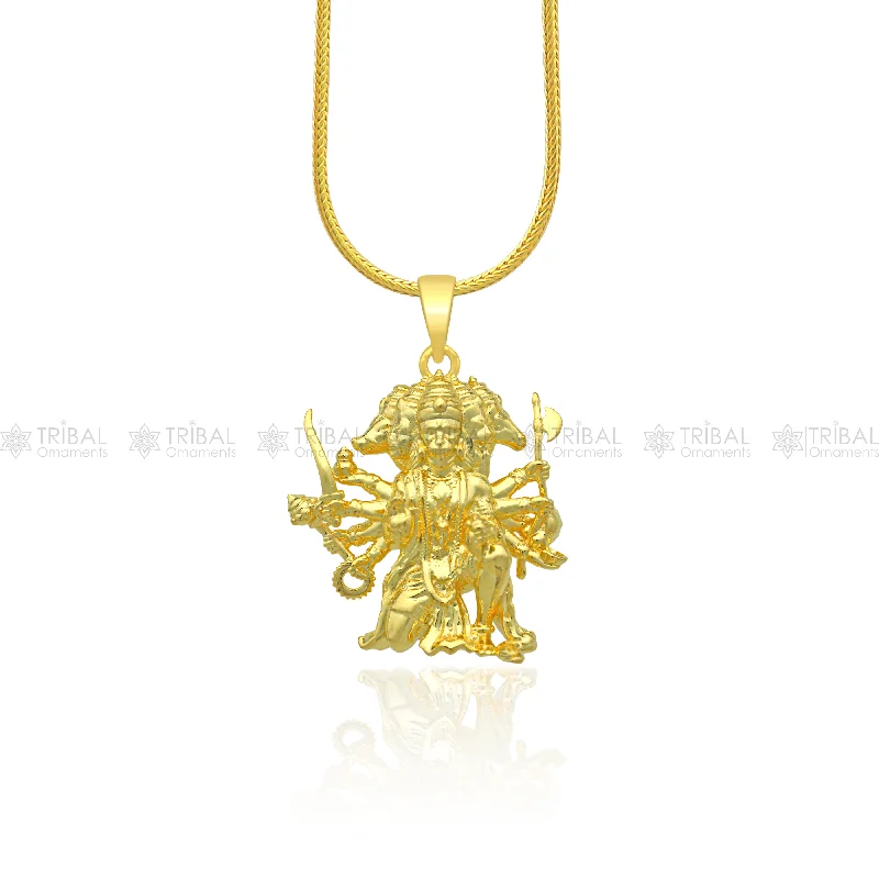 High-Quality Jewelry At A Fraction Of The Cost 925 sterling silver gold polished Lord Panchmukhi Hanuman ji divine pendant nsp915 High-Quality Jewelry At A Fraction Of The Cost 925 sterling silver gold polished Lord Panchmukhi Hanuman ji divine pendant nsp915