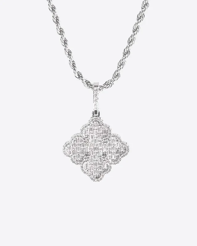 Bestselling Jewelry At Special Promotional Rates ICED CLOVER PENDANT. - WHITE GOLD