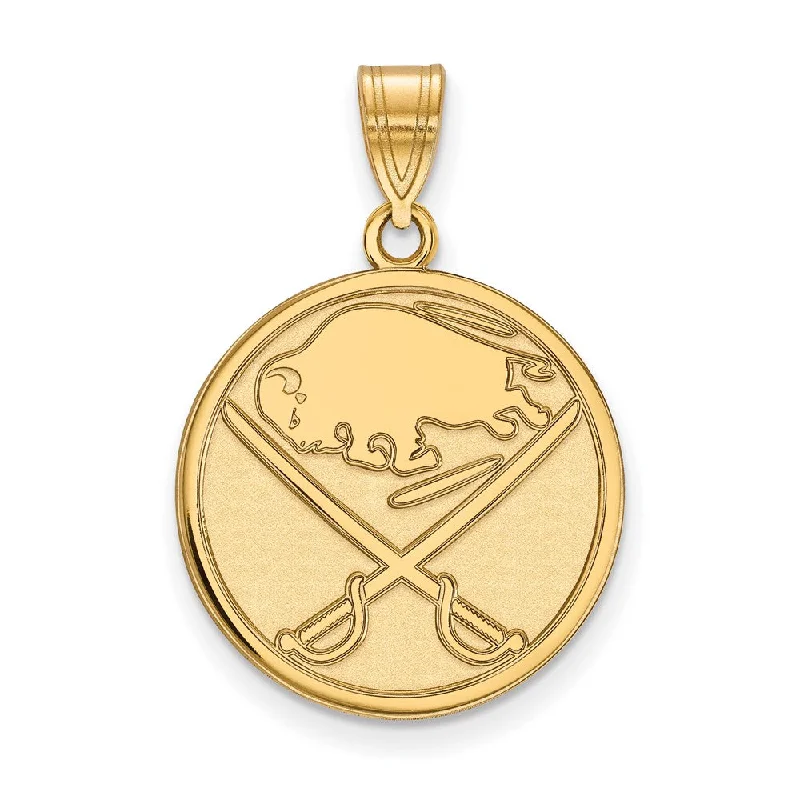 Breathtaking Jewelry, Breathtaking Prices SS 14k Yellow Gold Plated NHL Buffalo Sabres Large Disc Pendant Breathtaking Jewelry, Breathtaking Prices SS 14k Yellow Gold Plated NHL Buffalo Sabres Large Disc Pendant
