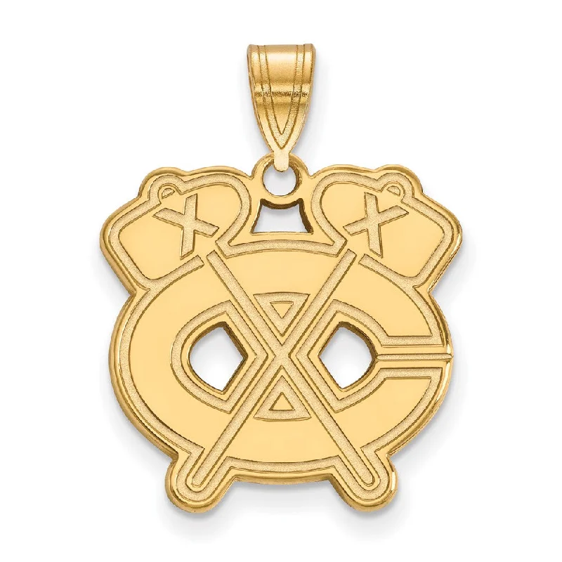 Sparkle More For Less – Jewelry Sale Happening Now SS 14k Yellow Gold Plated NHL Chicago Blackhawks Large Pendant Sparkle More For Less – Jewelry Sale Happening Now SS 14k Yellow Gold Plated NHL Chicago Blackhawks Large Pendant