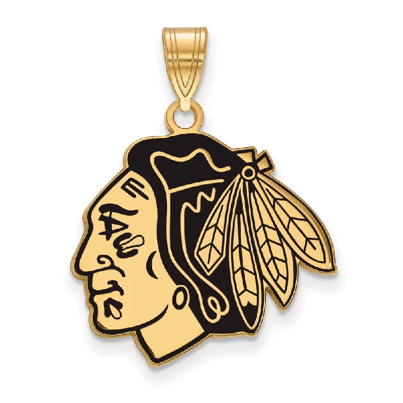 Customized Silver Jewelry For Unique Style SS 14k Yellow Gold Plated NHL Chicago Blackhawks LG Enamel Pendant Customized Silver Jewelry For Unique Style SS 14k Yellow Gold Plated NHL Chicago Blackhawks LG Enamel Pendant