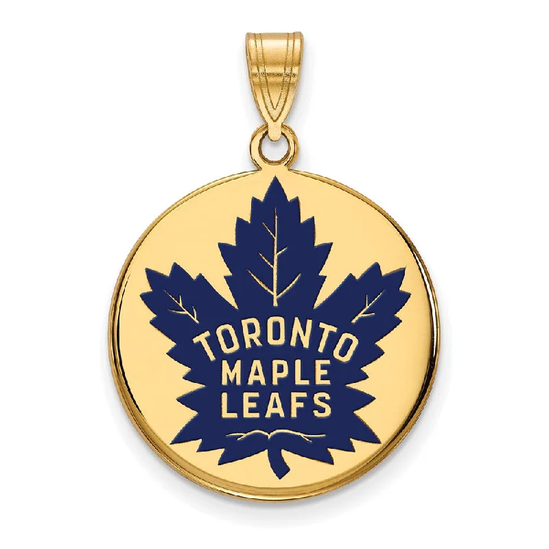 Limited-Stock Jewelry Sale – Once It's Gone, It's Gone SS 14k Yellow Gold Plated NHL Maple Leafs LG Enamel Disc Pendant Limited-Stock Jewelry Sale – Once It's Gone, It's Gone SS 14k Yellow Gold Plated NHL Maple Leafs LG Enamel Disc Pendant