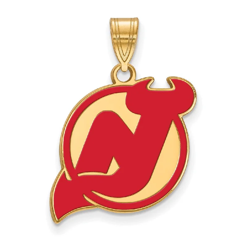 Celebrate Every Occasion With Sparkling Savings SS 14k Yellow Gold Plated NHL New Jersey Devils LG Enamel Pendant Celebrate Every Occasion With Sparkling Savings SS 14k Yellow Gold Plated NHL New Jersey Devils LG Enamel Pendant