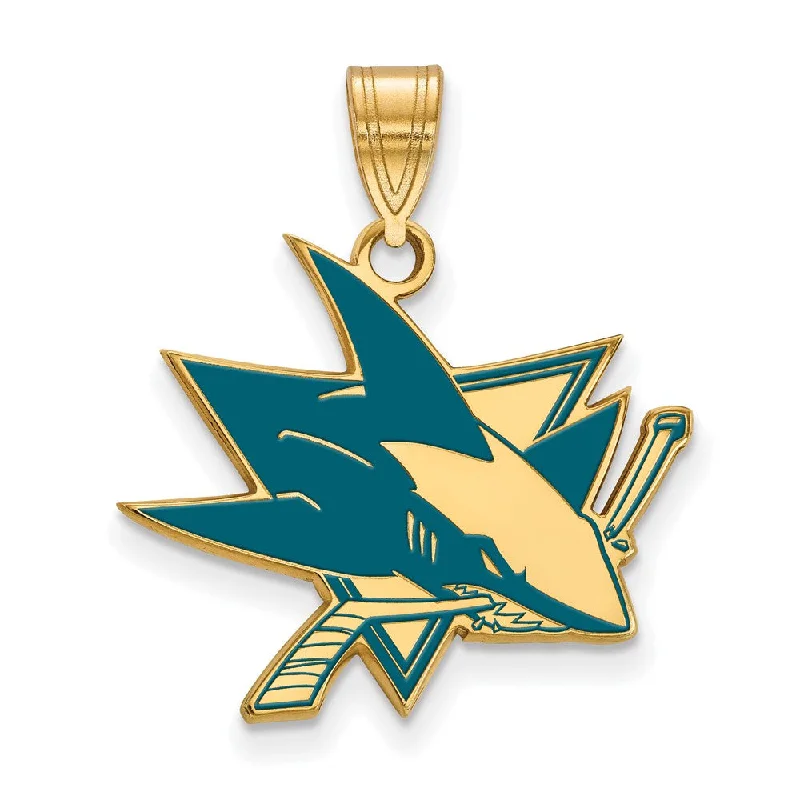 Stunning Jewelry Pieces At The Lowest Prices Ever SS 14k Yellow Gold Plated NHL San Jose Sharks LG Enamel Pendant Stunning Jewelry Pieces At The Lowest Prices Ever SS 14k Yellow Gold Plated NHL San Jose Sharks LG Enamel Pendant