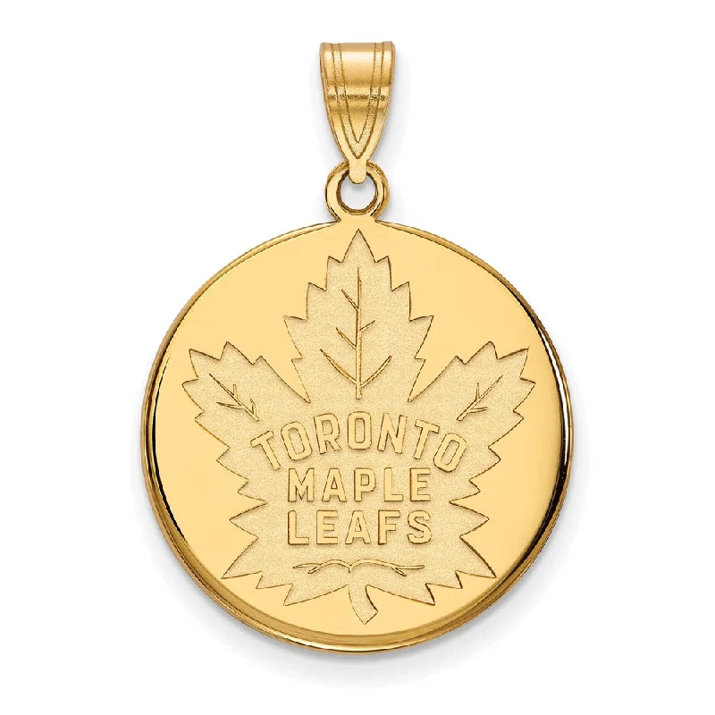 Discounted Jewelry For A Glamorous Look SS 14k Yellow Gold Plated NHL Toronto Maple Leafs LG Disc Pendant Discounted Jewelry For A Glamorous Look SS 14k Yellow Gold Plated NHL Toronto Maple Leafs LG Disc Pendant