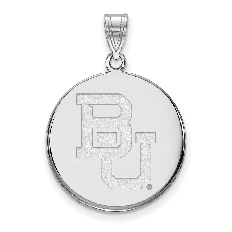 Trendy Minimalist Jewelry For Everyday Wear Sterling Silver Baylor U Large 'BU' Disc Pendant Trendy Minimalist Jewelry For Everyday Wear Sterling Silver Baylor U Large 'BU' Disc Pendant