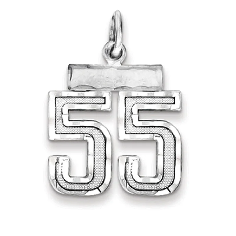 Exclusive Online Jewelry Sale – Don't Wait Sterling Silver, Varsity Collection, Small D/C Pendant, Number 55 Exclusive Online Jewelry Sale – Don't Wait Sterling Silver, Varsity Collection, Small D/C Pendant, Number 55