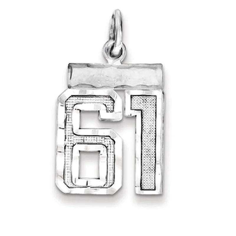 Huge Savings On Premium Jewelry Styles Sterling Silver, Varsity Collection, Small D/C Pendant, Number 61 Huge Savings On Premium Jewelry Styles Sterling Silver, Varsity Collection, Small D/C Pendant, Number 61