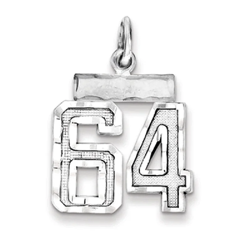 Elevate Your Outfit With Discounted Statement Jewelry Sterling Silver, Varsity Collection, Small D/C Pendant, Number 64 Elevate Your Outfit With Discounted Statement Jewelry Sterling Silver, Varsity Collection, Small D/C Pendant, Number 64