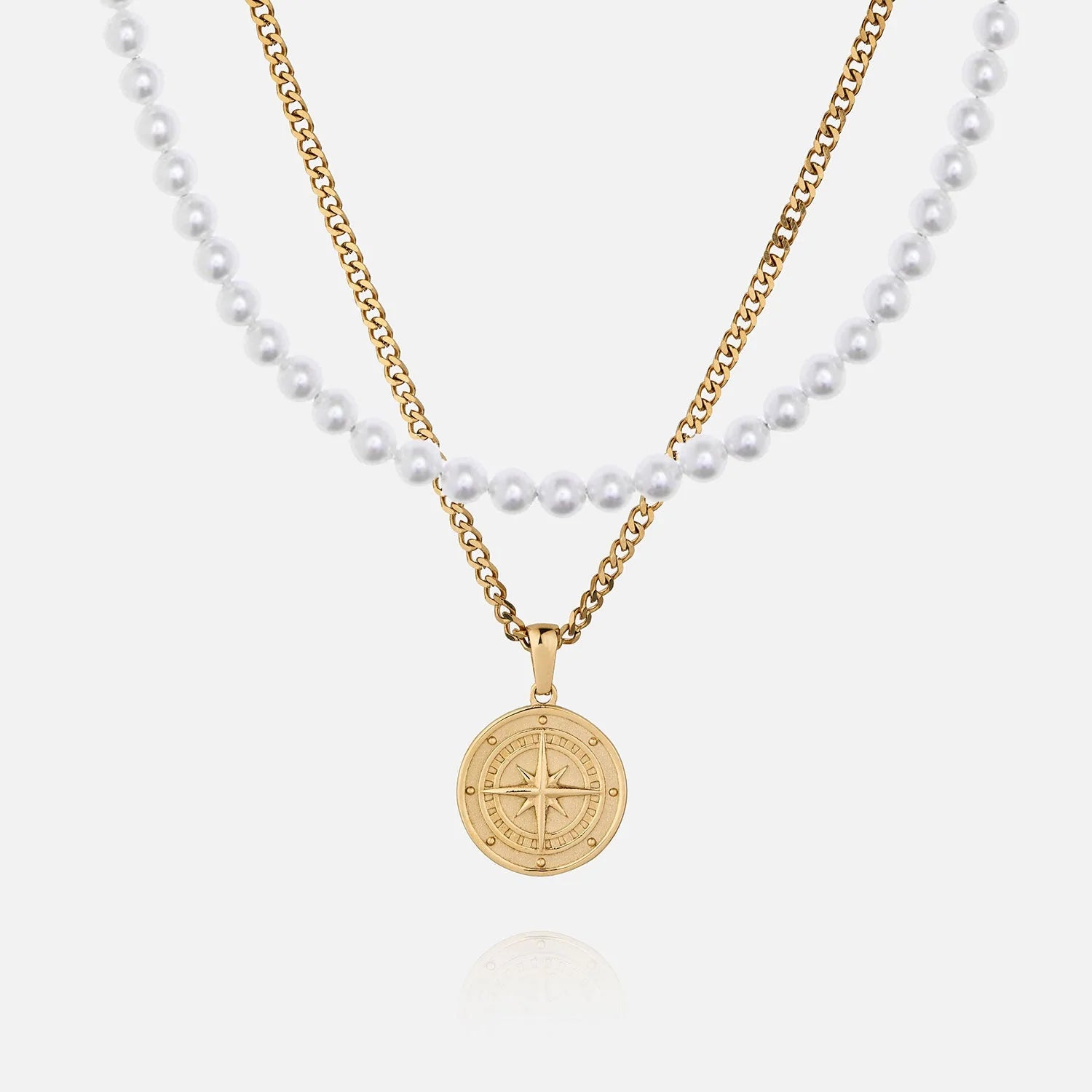 Everyday Jewelry Essentials Now On Sale Pearl Compass Set - Gold