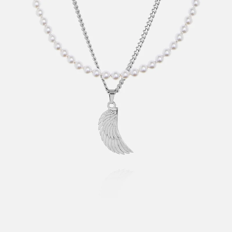 Fashion-Forward Jewelry At Exclusive Discounts Pearl Wing Set - White Gold