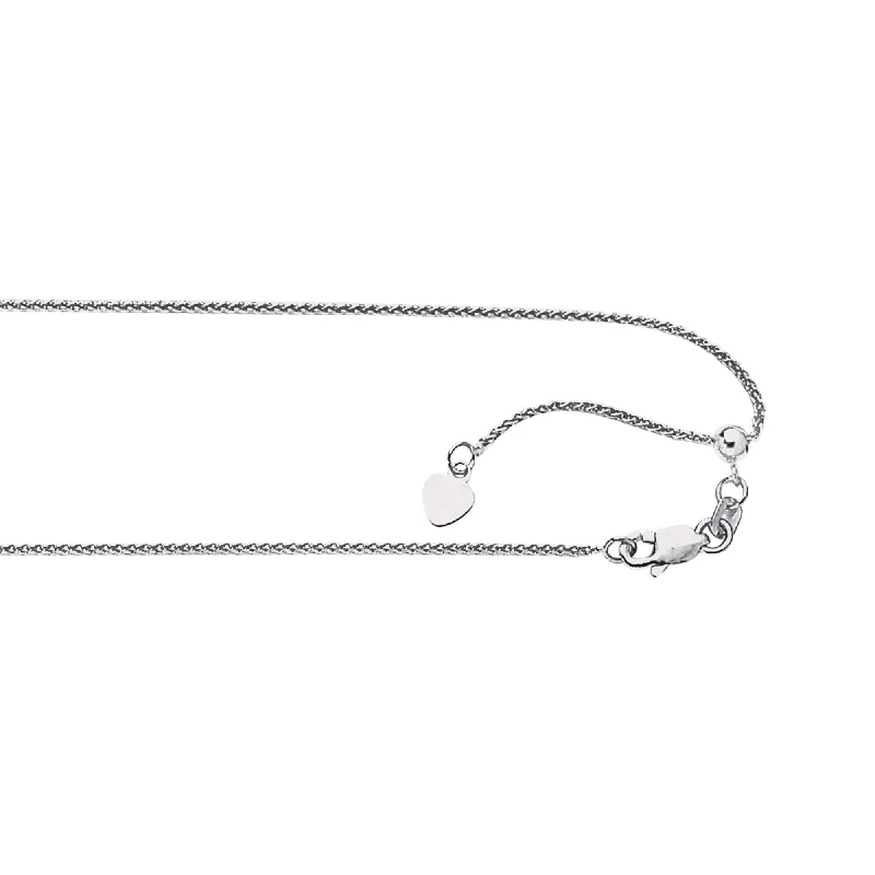 Discounted Luxury Jewelry – Shine Without The Splurge 14kt 22 inches White Gold 1.0mm Diamond Cut Adjustable Round Wheat Chain with Lobster Clasp Discounted Luxury Jewelry – Shine Without The Splurge 14kt 22 inches White Gold 1.0mm Diamond Cut Adjustable Round Wheat Chain with Lobster Clasp