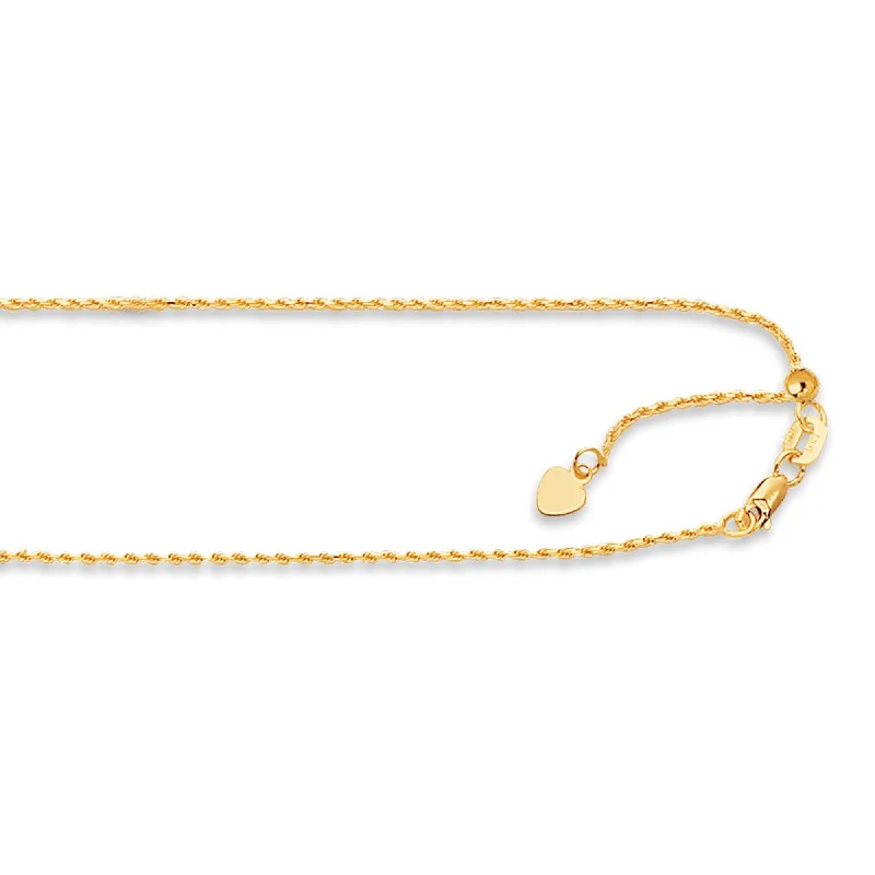 Shop Trending Jewelry With Exclusive Savings 14kt 22 inches Yellow Gold 1.1mm Diamond Cut Adjustable Royal Rope Chain with Lobster Clasp