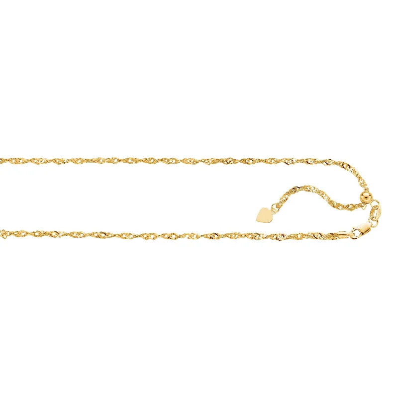 Limited-Time Offer On Premium Jewelry Collections 14kt 22 inches Yellow Gold 1.1mm Diamond Cut Adjustable Singapore Chain with Lobster Clasp+ Small HEarRingt Limited-Time Offer On Premium Jewelry Collections 14kt 22 inches Yellow Gold 1.1mm Diamond Cut Adjustable Singapore Chain with Lobster Clasp+ Small HEarRingt
