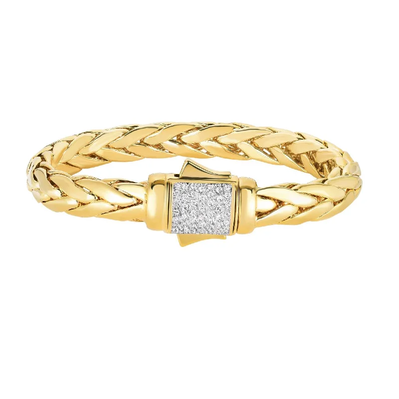 Jewelry Clearance Event – Stock Up Before It's Over 14kt Gold Heritage 8.5 inches Yellow Finish 10mm Shiny Dome Woven Bracelet with Box Clasp+0.4600ct White Diamond Jewelry Clearance Event – Stock Up Before It's Over 14kt Gold Heritage 8.5 inches Yellow Finish 10mm Shiny Dome Woven Bracelet with Box Clasp+0.4600ct White Diamond