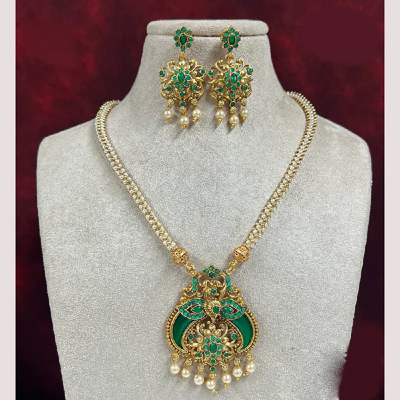 Elegant Jewelry, Exclusive Prices – Shop Now Diksha Collection Gold Plated Pota Stone Necklace Set