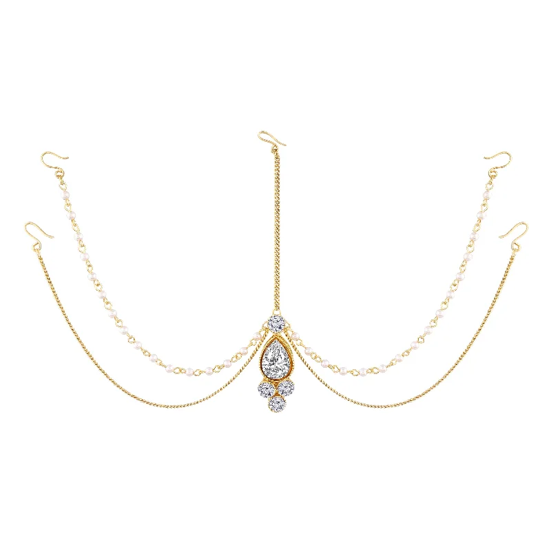 The Perfect Accessory For Less – Jewelry Sale Live Etnico Traditional Gold Plated Bridal Chain with Pearl Layer Stone Mathapatti/Maang Tikka Jewellery for Women (T1083W) The Perfect Accessory For Less – Jewelry Sale Live Etnico Traditional Gold Plated Bridal Chain with Pearl Layer Stone Mathapatti/Maang Tikka Jewellery for Women (T1083W)