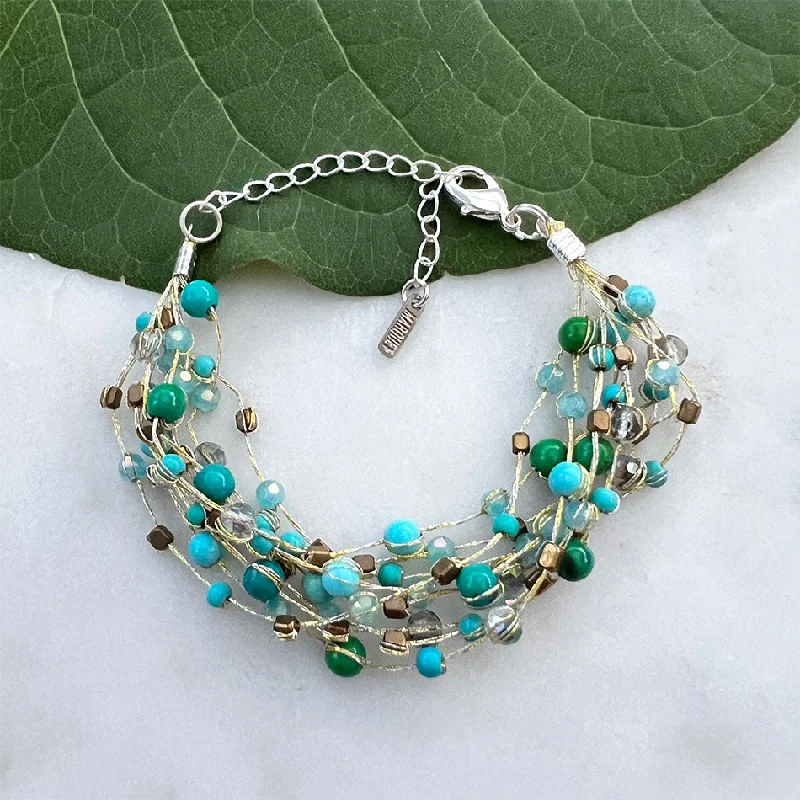 Luxury Handcrafted Jewelry For Elegant Looks Floating Bracelet - Turquoise, Thailand Luxury Handcrafted Jewelry For Elegant Looks Floating Bracelet - Turquoise, Thailand