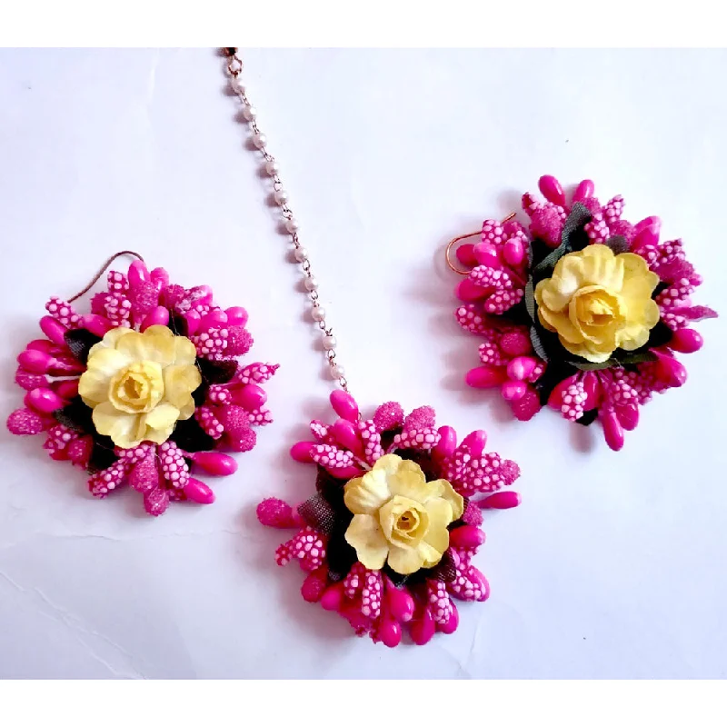 Special Sale On Handcrafted Jewelry – Shop Today Kavya's Kreation Floral Earrings With Maangtikka
