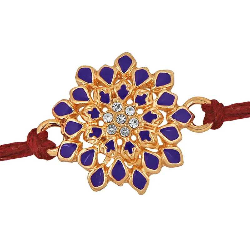 Bold And Beautiful Jewelry Now At Irresistible Prices Mahi Blue Meenakari Flower Rakhi with White Crystals for Adorable Brother (RA1100632Z) Bold And Beautiful Jewelry Now At Irresistible Prices Mahi Blue Meenakari Flower Rakhi with White Crystals for Adorable Brother (RA1100632Z)