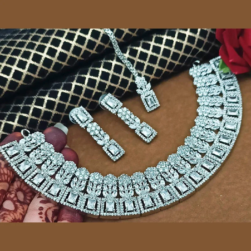 The Perfect Jewelry Piece At The Perfect Discount Manisha Jewellery Silver Plated AD Stone Necklace Set The Perfect Jewelry Piece At The Perfect Discount Manisha Jewellery Silver Plated AD Stone Necklace Set