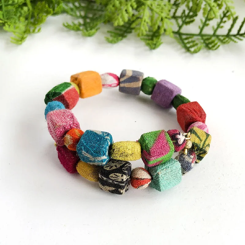 Dazzle With Discounts – Shop Jewelry On Sale Recycled Sari Overlap Bracelet, India