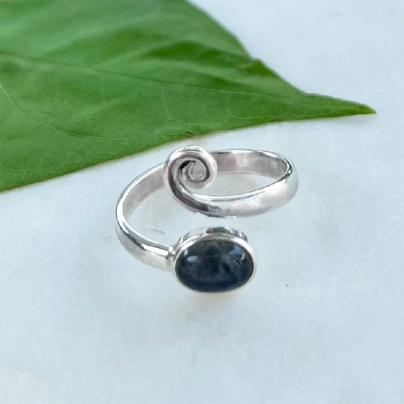 Handcrafted Beauty At Affordable Prices Labradorite Spiral Adjustable Ring- Sterling Silver, Indonesia Handcrafted Beauty At Affordable Prices Labradorite Spiral Adjustable Ring- Sterling Silver, Indonesia